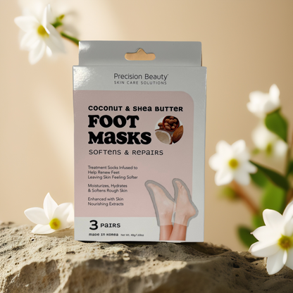 Repair & Restore | Coconut & Shea Foot Mask Socks by Precision Beauty – 3 Pairs