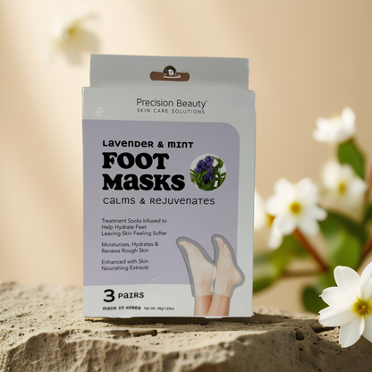 Calming Renewal | Lavender & Mint Foot Mask Socks by Precision Beauty – 3 Pairs