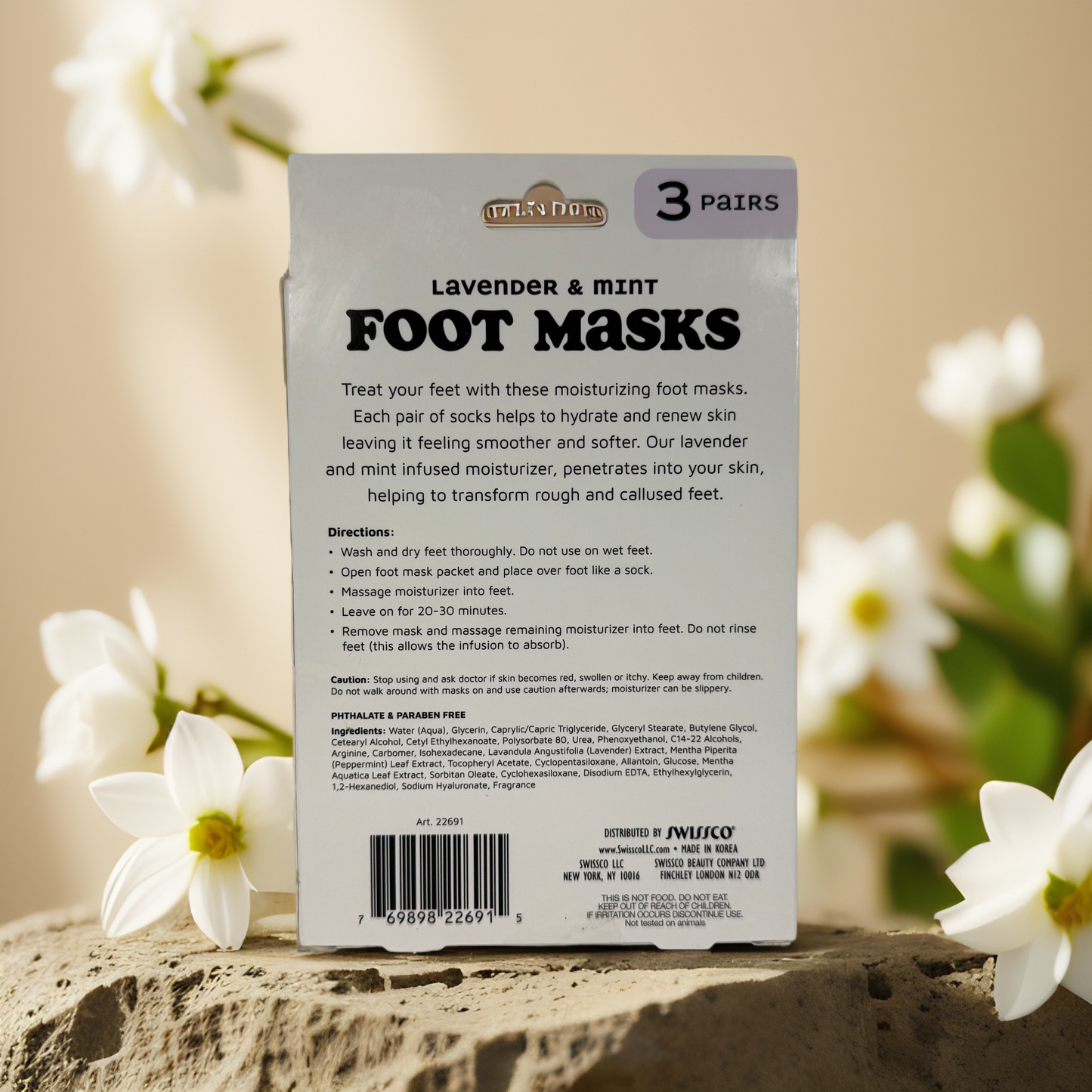 Calming Renewal | Lavender & Mint Foot Mask Socks by Precision Beauty – 3 Pairs