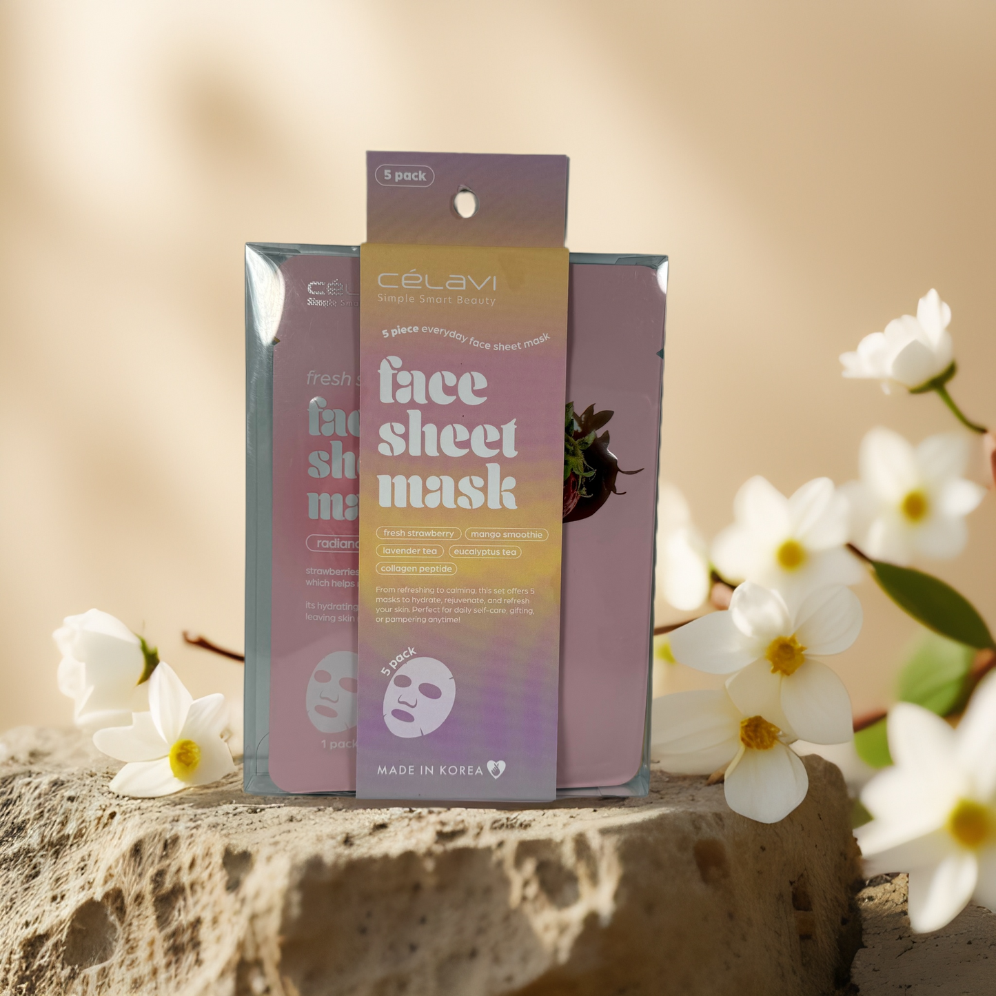 Daily Glow | 5-Piece Facial Sheet Mask Set by Célavi – Assorted Scents