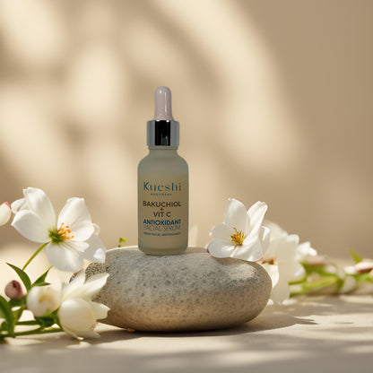 Brightening & Firming | Antioxidant Facial Serum with Bakuchiol + Vitamin C by Kueshi – 1.0 fl oz