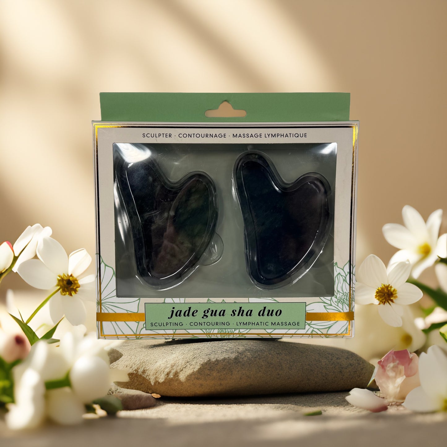 Sculpt & De-Stress | Jade Gua Sha Facial Duo by Grace Harvest