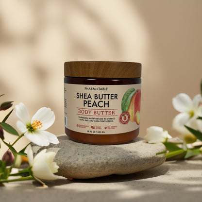 Intense Moisture & Glow | Shea Butter Peach Body Butter by Pharm & Table – 16 fl oz