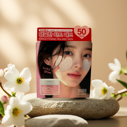 Brightens & Hydrates | Pink Hyaluronic Acid Heart Pad by TENZERO – 50 Pads