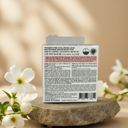 Brightens & Hydrates | Pink Hyaluronic Acid Heart Pad by TENZERO – 50 Pads