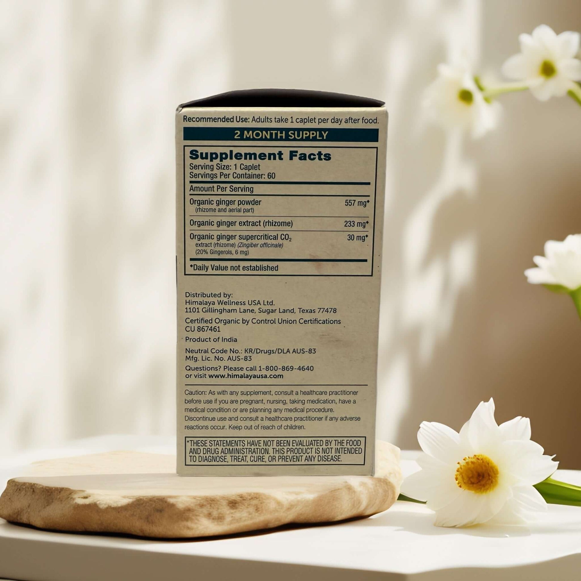 Himalaya Organic Ginger Supplement facts and dosage information