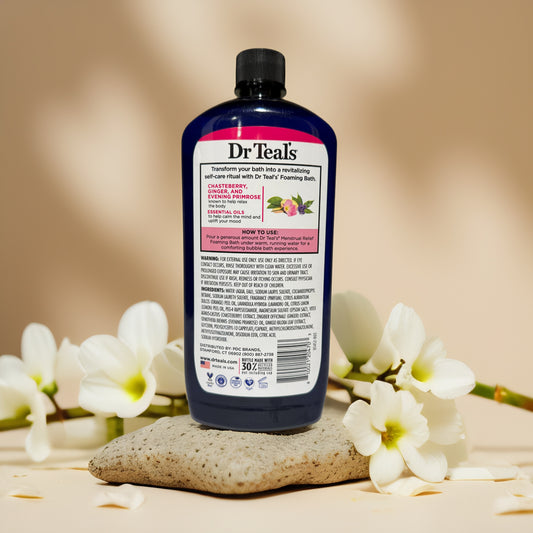 Relaxation Support | Foaming Bath with Epsom Salt Menstrual Relief by Dr Teal’s – 34 fl oz