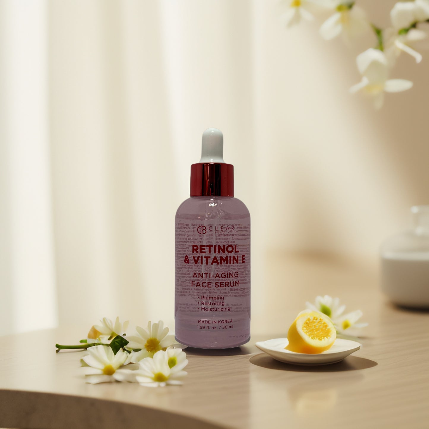 Plump & Restore| Retinol & Vitamin E Face Serum, by Clear Beauty -  1.7 fl oz