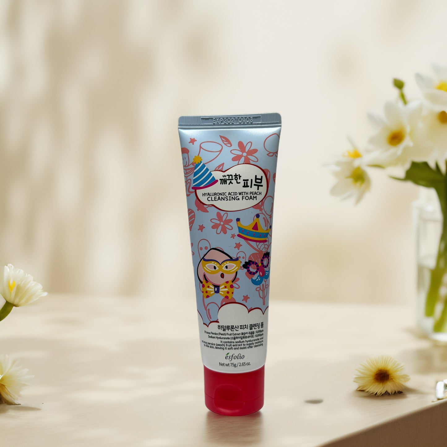 Hyaluronic Acid Peach Cleansing Foam by ésfolio 2.65oz: Gentle Hydration Care