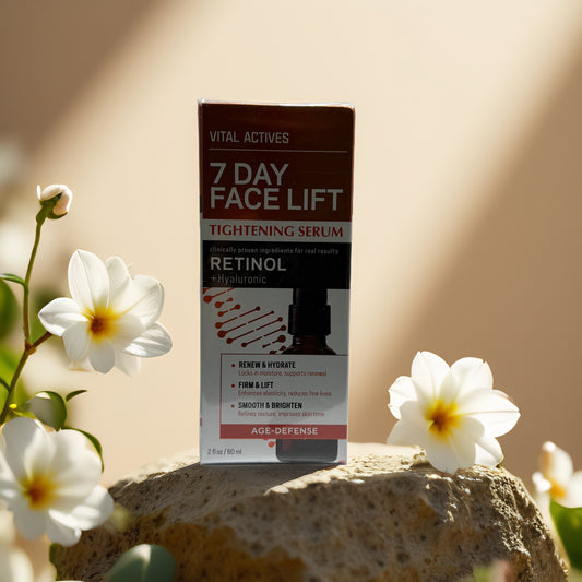 7 Day Face Lift Tightening Serum by Vital Actives, retinol and hyaluronic acid for youthful skin.