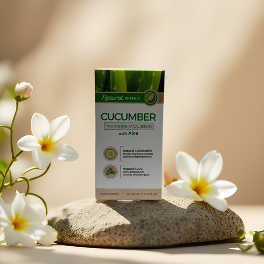 Cucumber Aloe Nourishing Facial Serum by Natural Chemist, 1.69 fl oz, hydrates and soothes skin with natural ingredients.