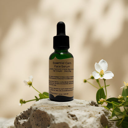 Essential Calm Face Serum by Queen City Skincare, 0.8 oz, for redness relief and hydration.