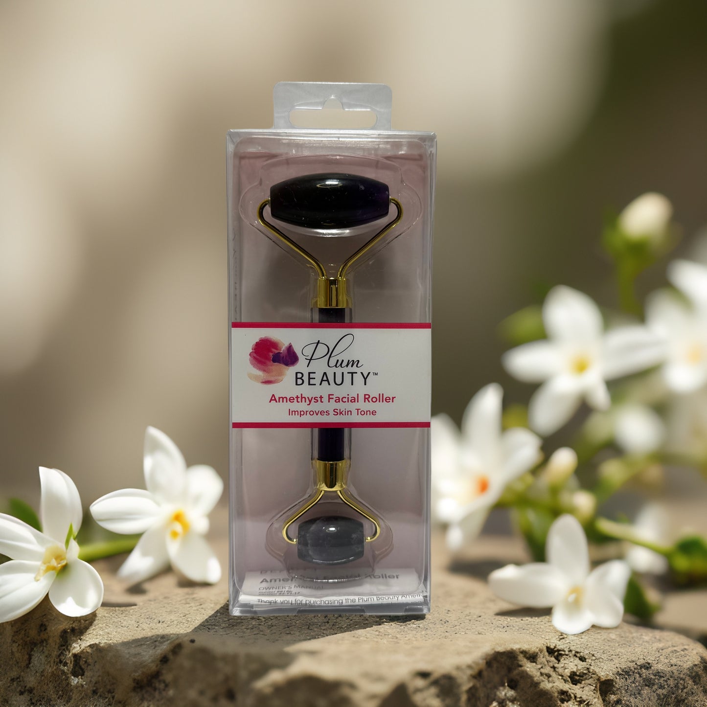 Toning + Circulation | Amethyst Facial Roller by Plum Beauty – Facial Massage Tool