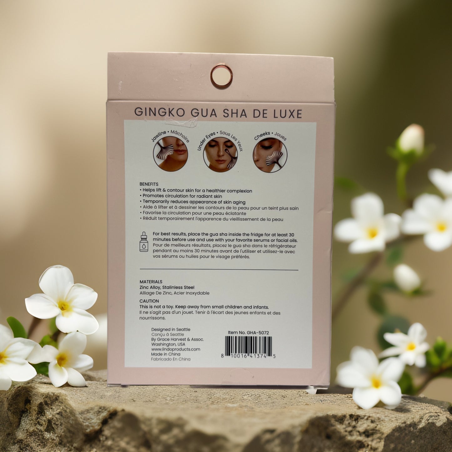 Lifting + Sculpting | Luxury Pink Ginkgo Gua Sha Tool by Lindo – Facial Massage