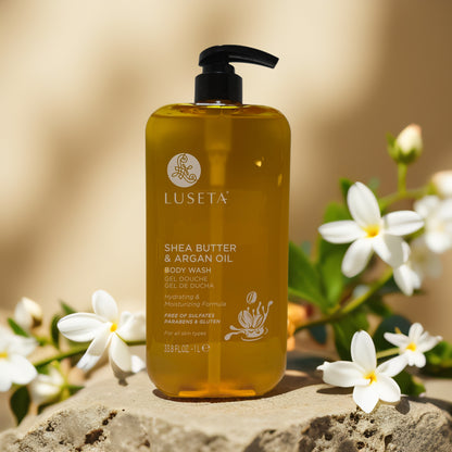 Hydrating Body Cleanse | Shea Butter & Argan Oil Body Wash by Luseta – 33.8 fl oz