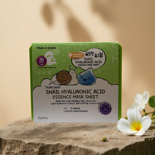 Hydrating + Firming Care | Snail Hyaluronic Acid Sheet Masks by Esfolio – 30 pack