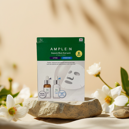 Lifting & Hydration | Ampoule Facial Sheet Mask Dual Pack from AMPLE:N – 8 Pack