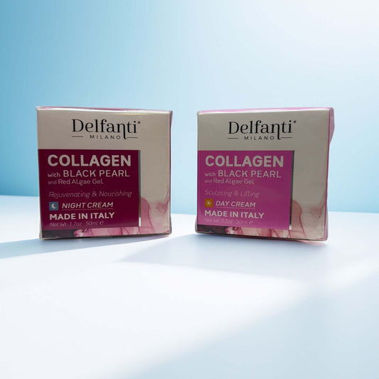 Delfanti Milano Collagen Moisturizer Cream Duo packaging on display