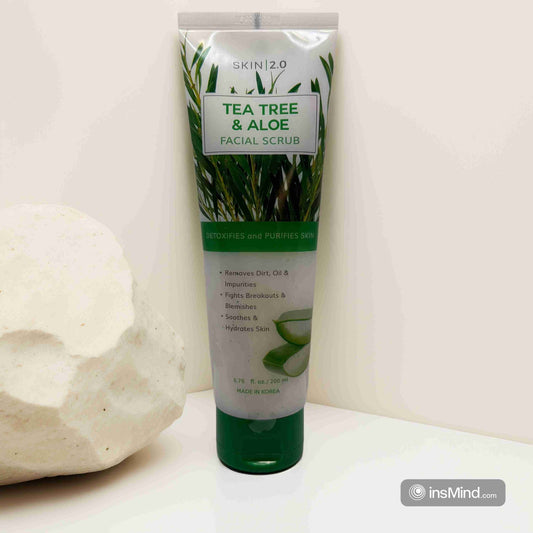 Skin 2.0 Tea Tree & Aloe Scrub 6.76oz – Clears, Soothes & Hydrates Skin - Queen City Skincare