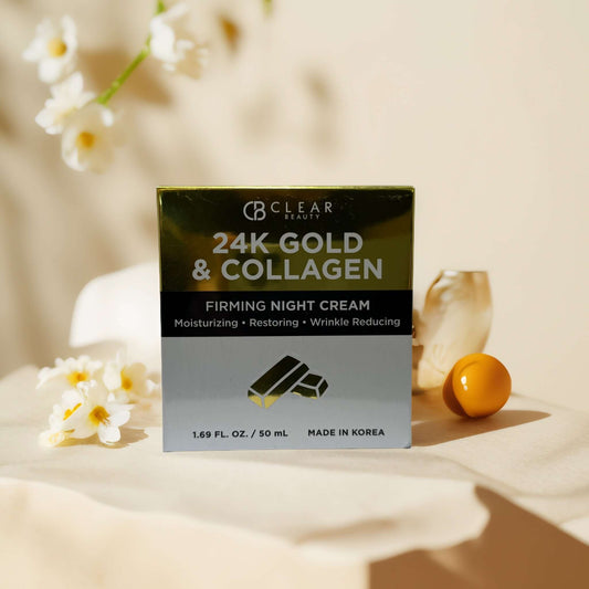 Firm & Restore | 24K Gold & Collagen Night Cream by Clear Beauty – 1.7 fl oz