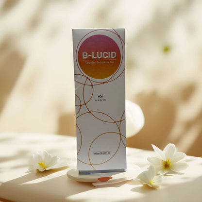 B-Lucid Targeted Acne Gel packaging on a neutral background.