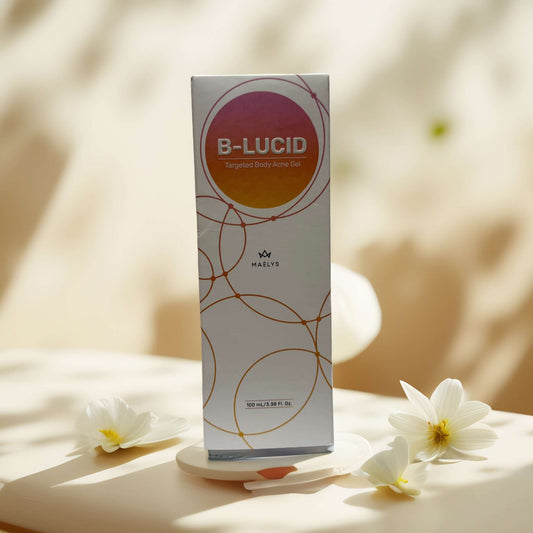 B-Lucid Targeted Acne Gel packaging on a neutral background.