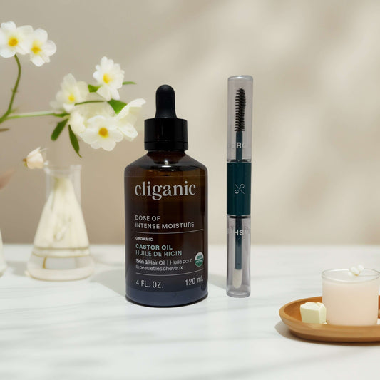 Conditioning & Strengthening | Castor Oil Lash & Brow Set by Cliganic – 4 fl oz