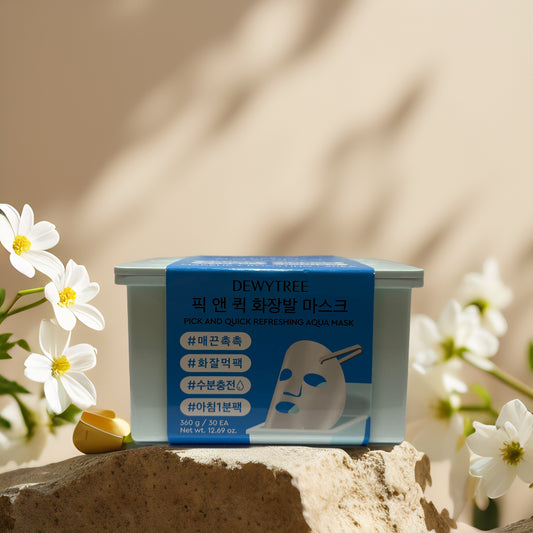 Hydrating & Brightening | Pick and Quick Aqua Sheet Mask by Dewytree – 30ct