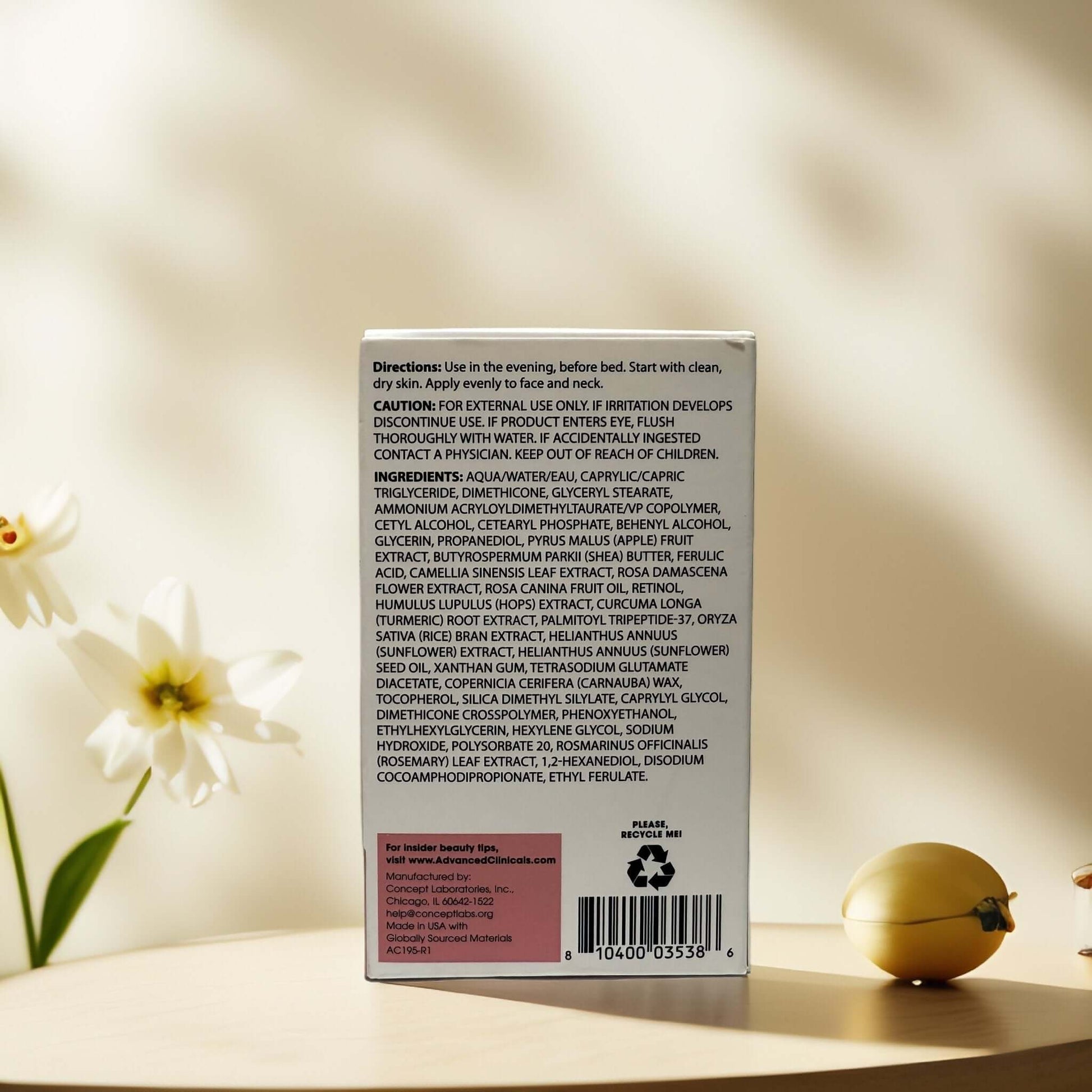 Back of Encapsulated Retinol Wrinkle Rewind Cream box.