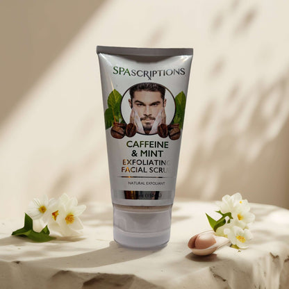 Spascriptions Caffeine & Mint Exfoliating Facial Scrub tube