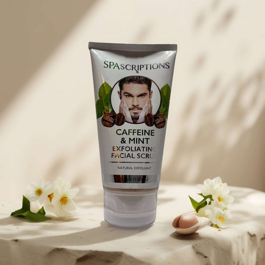 Spascriptions Caffeine & Mint Exfoliating Facial Scrub tube