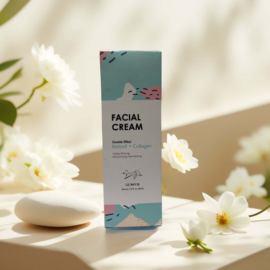 Glowfox Retinol + Collagen Facial Cream packaging design