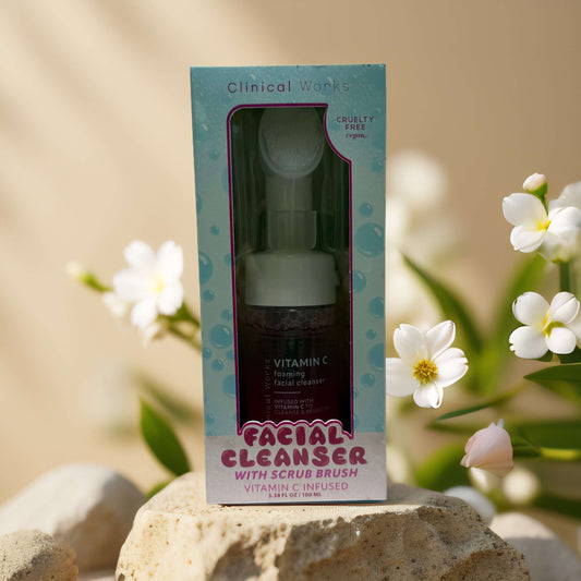 Glow & Exfoliate | Vitamin C Facial Cleanser with Brush by Clinical Works – 3.4 fl oz