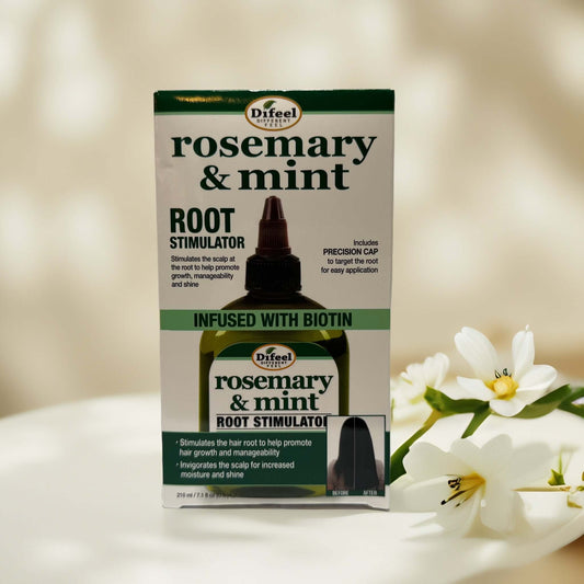 Difeel Rosemary & Mint Root Stimulator 7.1 fl oz, biotin-infused.