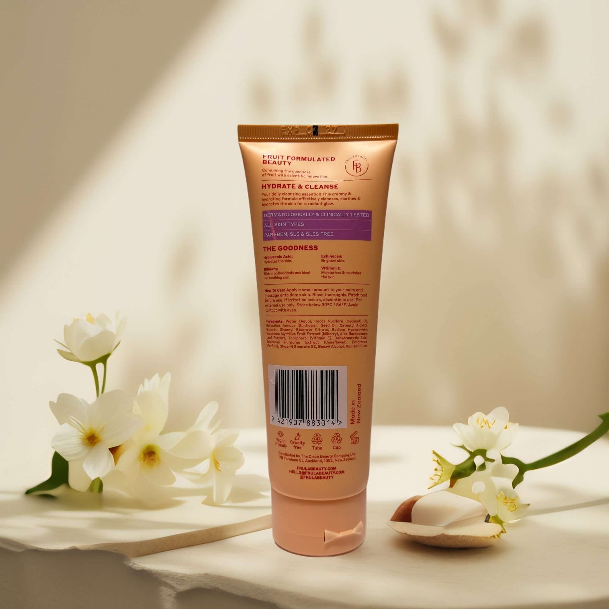 FRULASKIN Hydrate & Cleanse cream cleanser 3.38 fl oz tube