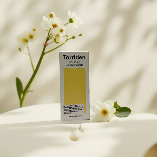 Torriden Solid In Lip Essence Set with floral background