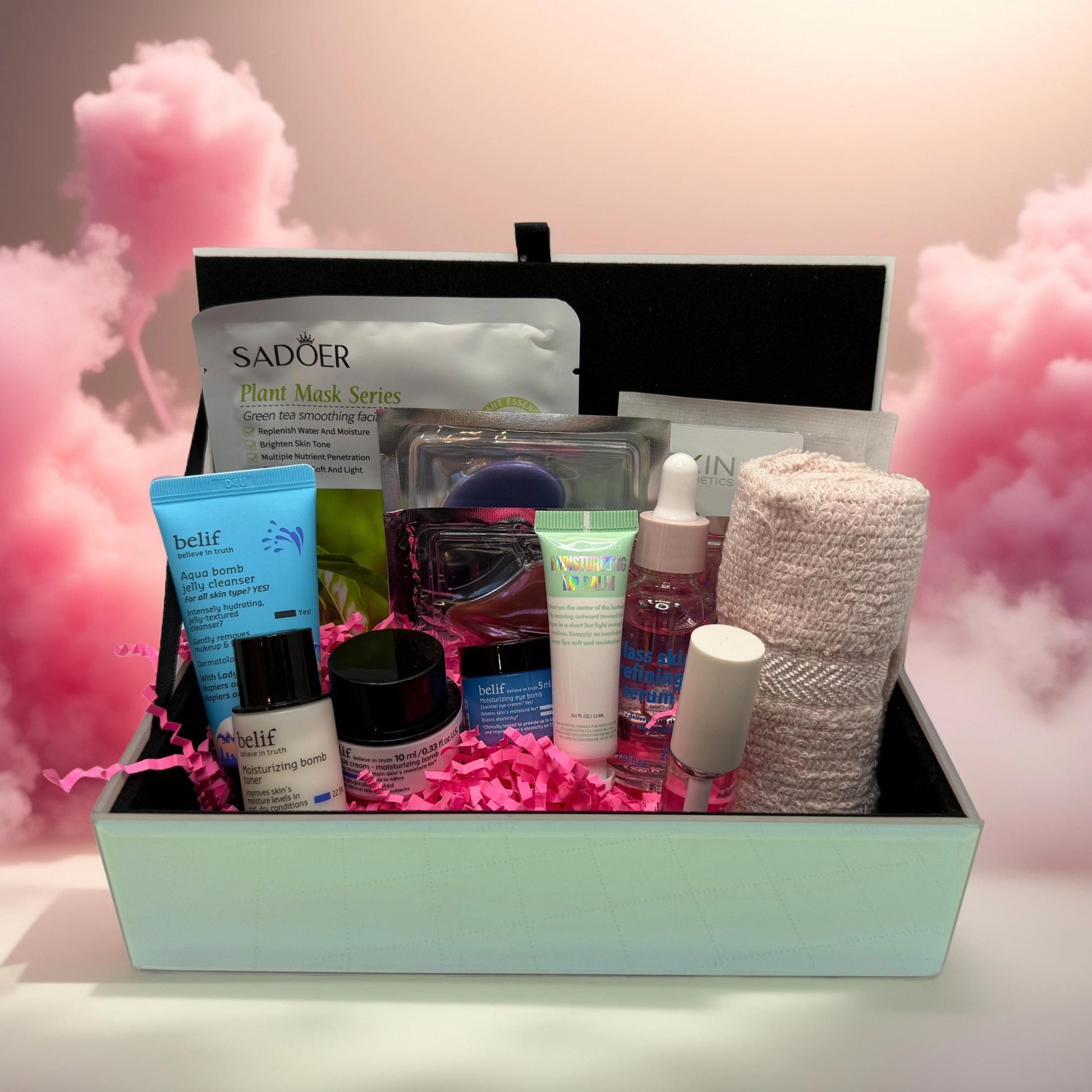 One of a Kind Curated Gift Box with a Handmade Skincare Product by Queen City Skincare, featuring skincare essentials.