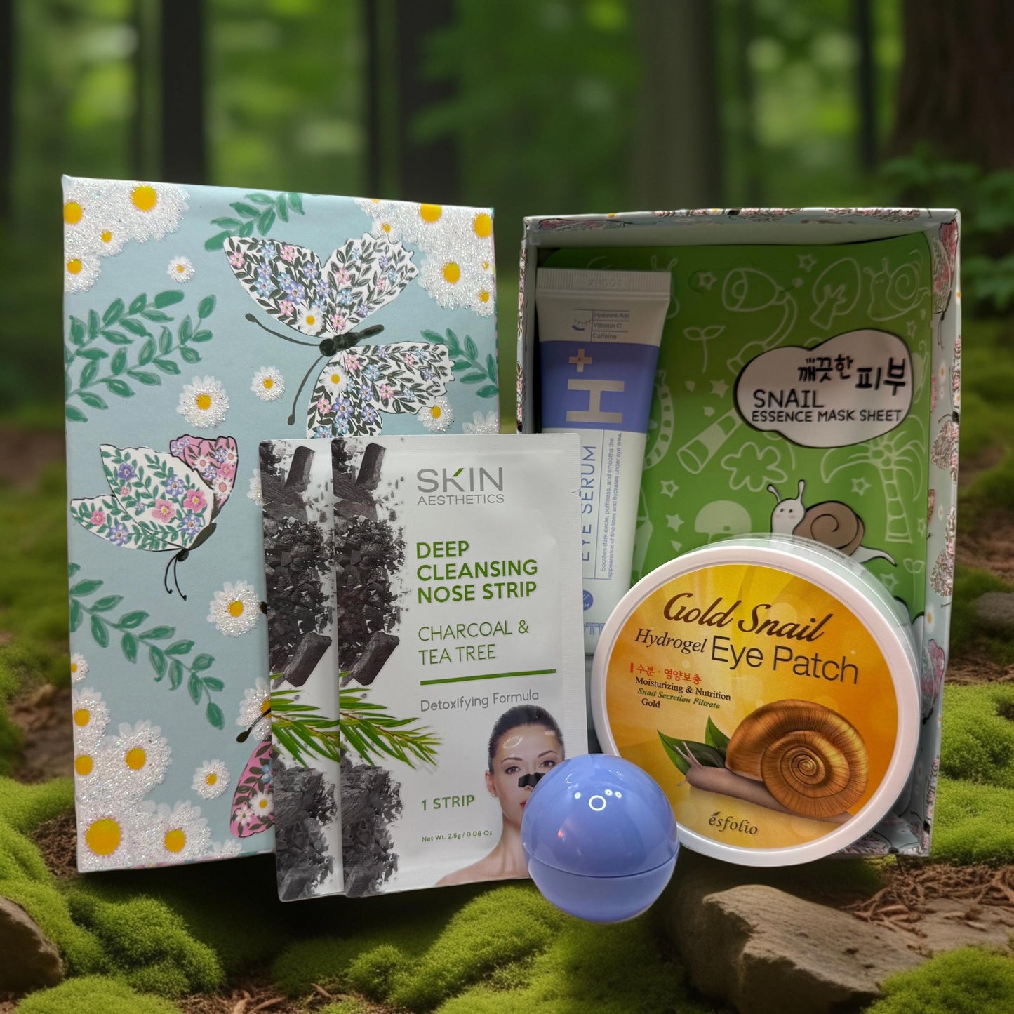 One of a Kind Curated Gift Box with a Handmade Skincare Product by Queen City Skincare featuring various skincare items.