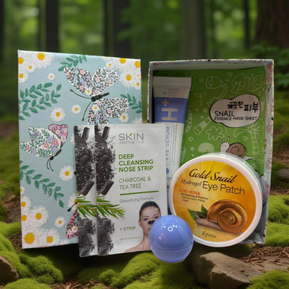 One of a Kind Curated Gift Box with a Handmade Skincare Product by Queen City Skincare featuring various skincare items.
