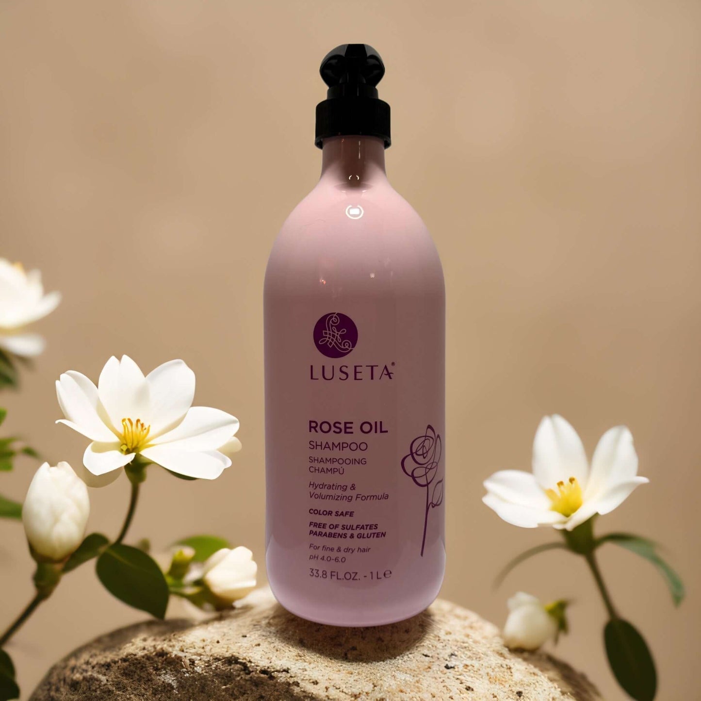 Hydrating Volume Care | Rose Oil Shampoo by Luseta – 33.8 fl oz