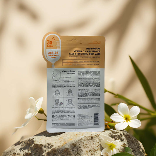 Brightening Boost | Face & Neck Serum Sheet Mask by Medifordear – 1.01 fl oz