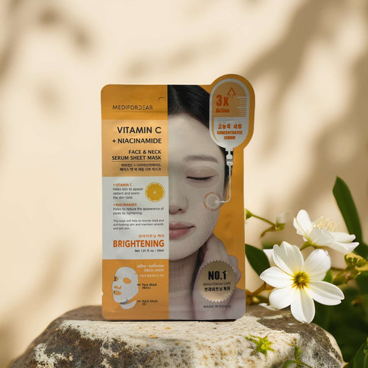 Brightening Boost | Face & Neck Serum Sheet Mask by Medifordear – 1.01 fl oz