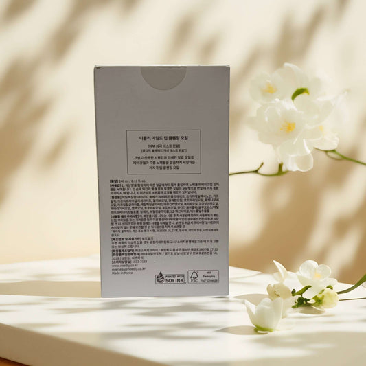 Back of Needly Mild Deep Cleansing Oil packaging.