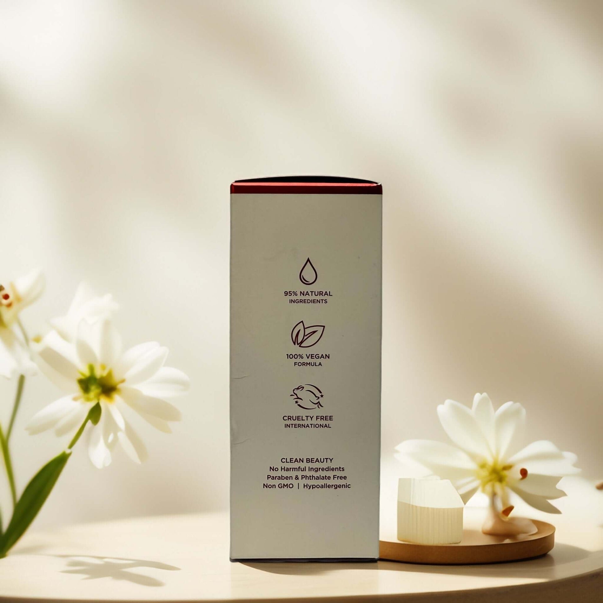 Azure Retinol & Vitamin E Serum box showing vegan, cruelty-free, and natural ingredient certifications.