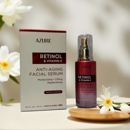 Azure Retinol & Vitamin E anti-aging serum with packaging