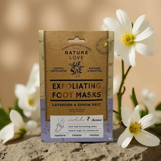 Peel & Soothe | Exfoliating Foot Masks with Lavender & Epsom Salt by Nature Love – 3 Pairs