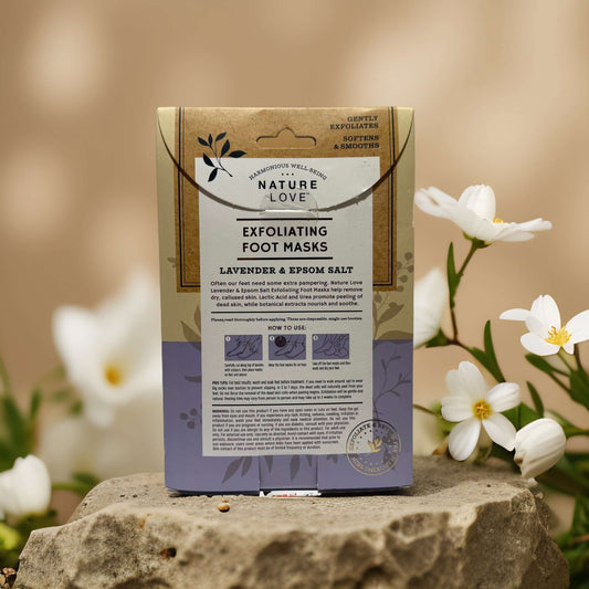 Peel & Soothe | Exfoliating Foot Masks with Lavender & Epsom Salt by Nature Love – 3 Pairs