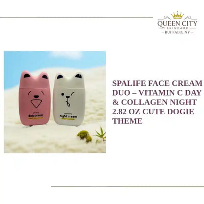 SpaLife Face Cream Duo Day & Night in dog-shaped jars.