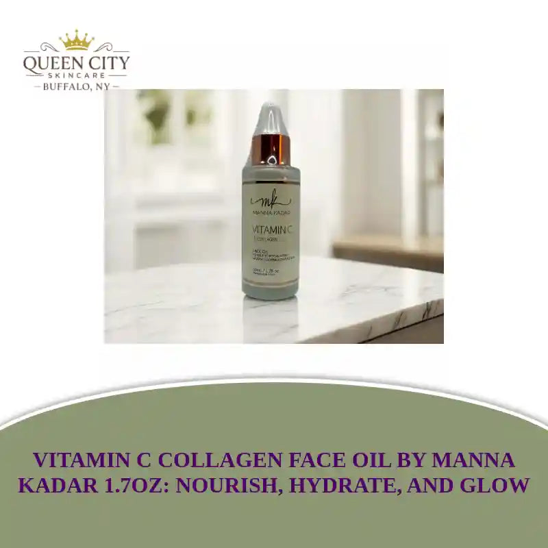 Manna Kadar Vitamin C Collagen Face Oil on marble surface.