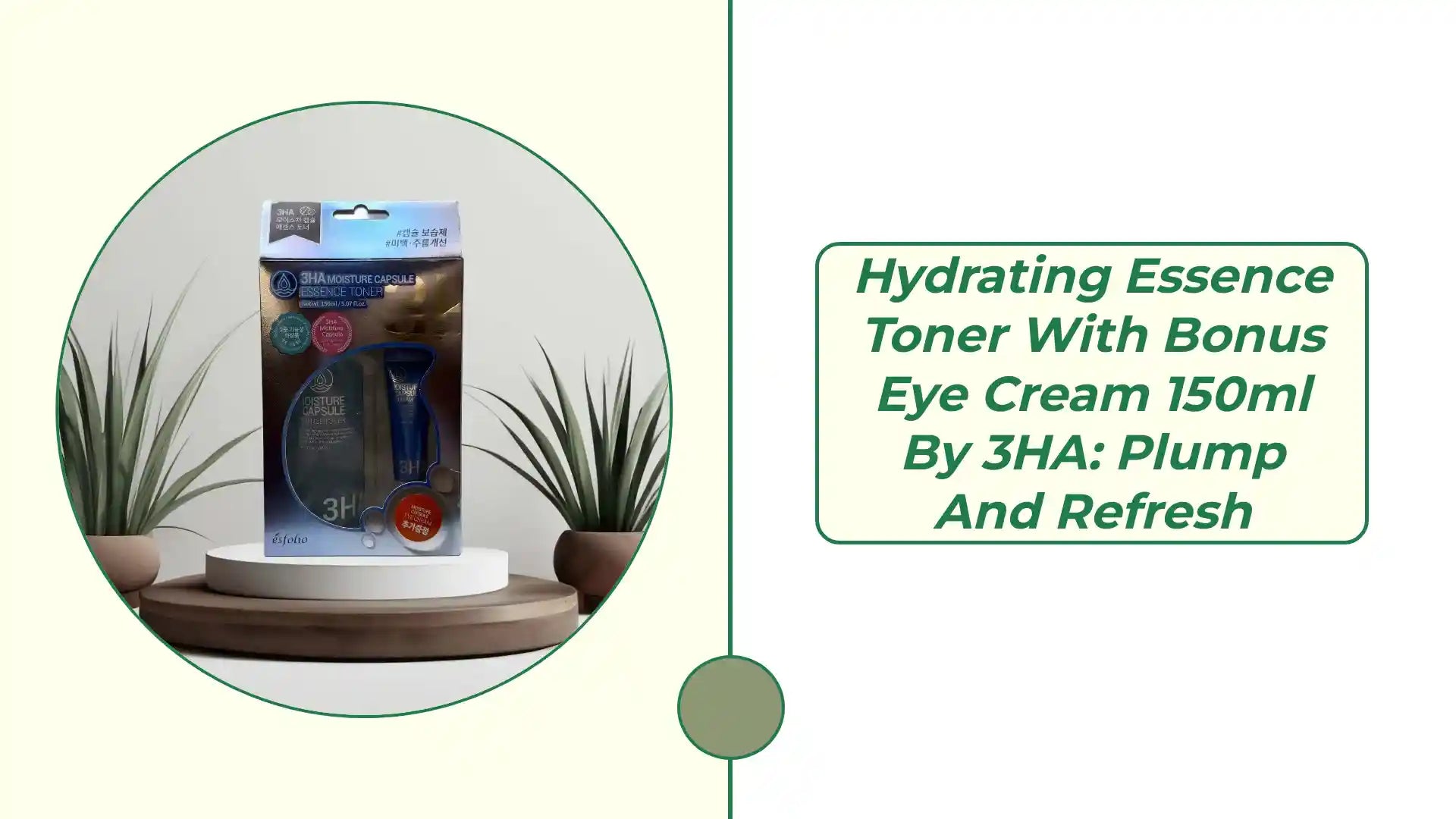 Hydrating Essence Toner with bonus eye cream by 3HA, 150ml.